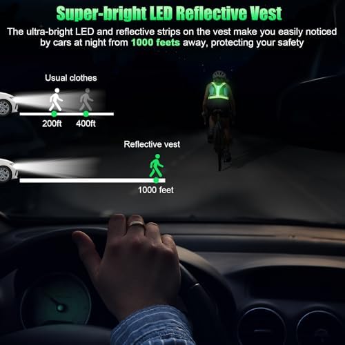LED Reflective Vest Running Gear, 5 Colors Lights Up Running Vest Rechargeable for Night Walking Running Cycling Jogging, Adjustable Size for Men Women Kids