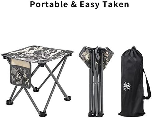Opliy Camping Stool 2 Pack,13.5 Inch Portable Folding Stool for Outdoor Gardening and Beach Hiking Fishing,Foot Stool with Carry Bag (Camouflage)