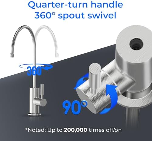 Waterdrop Filtered Water Faucet, Drinking Water Faucet, Reverse Osmosis Faucet, RO Faucet, RO Water Faucet, Water Filter Faucet for Kitchen Sink, Water Dispenser Faucet, Stainless Steel, Lead-Free