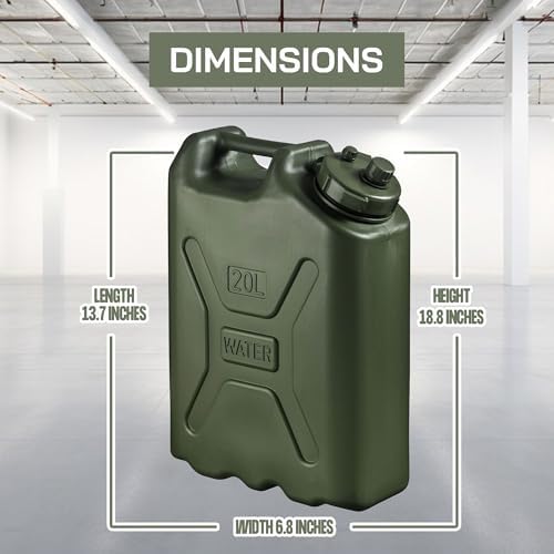Scepter BPA Durable 5 Gallon 20 Liter Portable Military Water Storage Container for Camping, Outdoors and Emergency Management