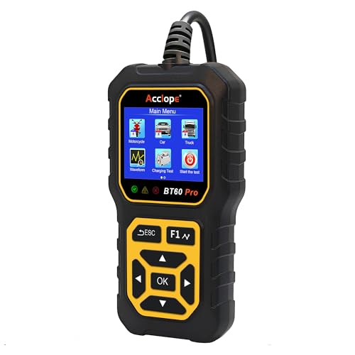 Acclope BT60 Pro Car Battery Tester, Digital Analyzer with Cloud Printing, 100-3000 CCA Range for 6V/12V/24V AGM, Lithium, Gel Batteries, Automotive Charging System