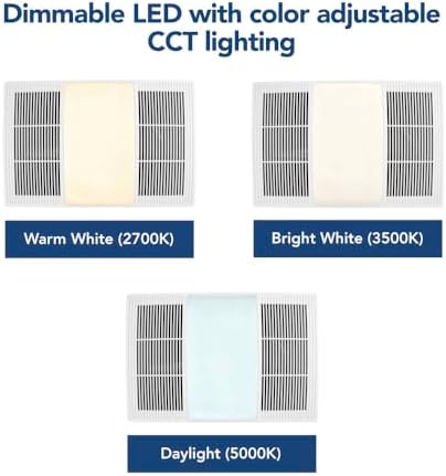Broan-NuTone BHFLED110 PowerHeat Bathroom Exhaust Fan, Heater, and LED Light Combination, 110 CFM