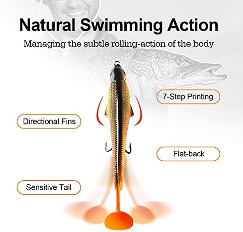 TRUSCEND Pre-Rigged Soft Fishing Lures, Well-Made Easy Catching Lures for Family Fishing, Great Action Swimbaits with Spinner, All-Conditions Fishing Gear for Bass Trout Walleye, Crappie Fishing Jigs