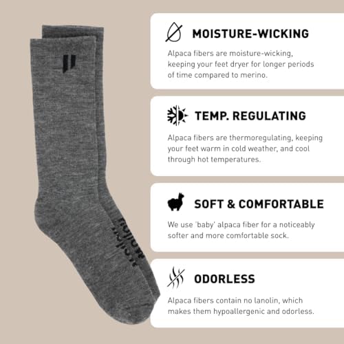HOLLOW Alpaca Boot Socks for Men and Women, Moisture Wicking Alpaca Socks for Hiking, Running, Temperature Regulating