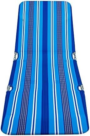 Rio Brands Portable Folding Backpack Beach Lounge Chair with Backpack Straps and Storage Pouch, Blue Multi Stripe
