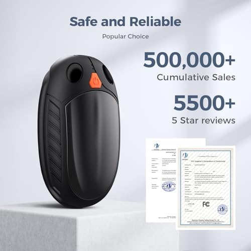 Classic Hand Warmers Rechargeable 2 Pack, AI Temperature Control Pocket Size Electric Handwarmers, Quick Charge Portable Hand Warmer Great Gift for Christmas Outdoors, Hunting, Golf, Camping