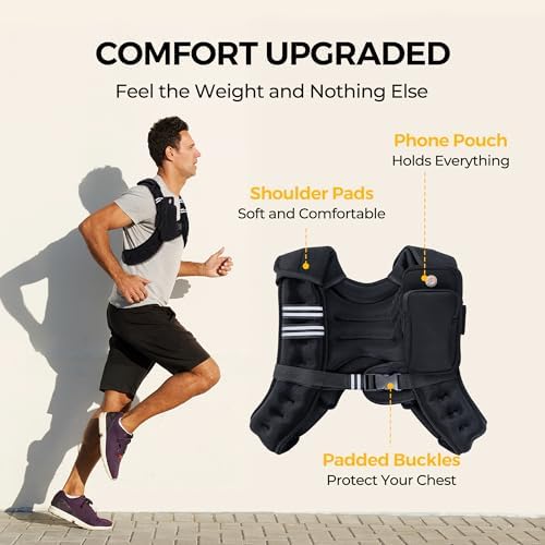 PACEARTH Weighted Vest,4lb/6lb/10lb/12lb/16lb/20lb/25lb/30lb Weight Vest with Reflective Stripe, Body Weight Vests Adjustable for Men, Women Workout, Strength Training, Running, Walking, Jogging