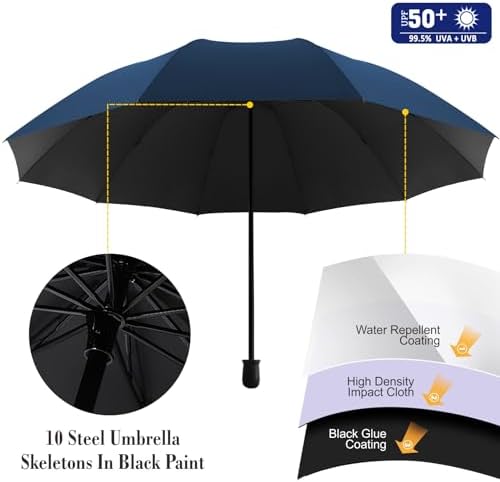 UPF 50+ Beach Umbrella with Adjustable Universal Clamp