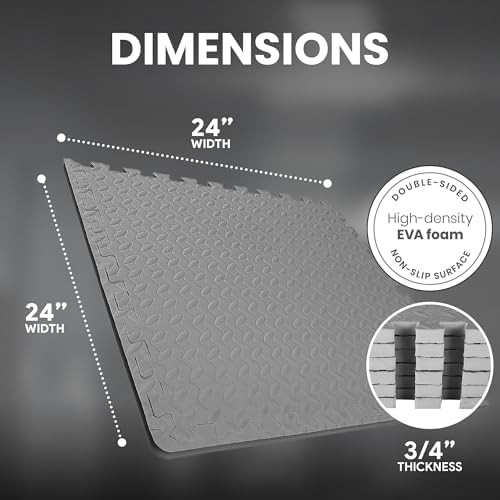 BalanceFrom Puzzle Exercise Mat with EVA Foam Interlocking Tiles for MMA, Exercise, Gymnastics and Home Gym Protective Flooring, Multiple Sizes and Colors