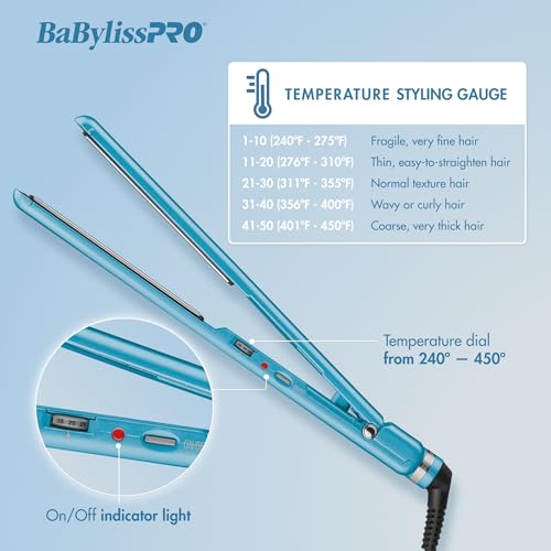 BaBylissPRO Flat Iron Hair Straightener, 1 Inch Nano Titanium, Hair Styling Tools & Appliances, BNT4072TUC