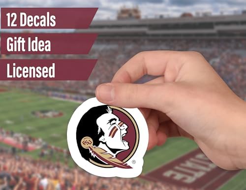 Florida State Stickers (14 Piece) FSU Gifts for Men Football Fans for Car Laptop Water Bottle + 2 Large Seminoles Car Decals, 10 Water Bottle Size, 2 Keyboard Size