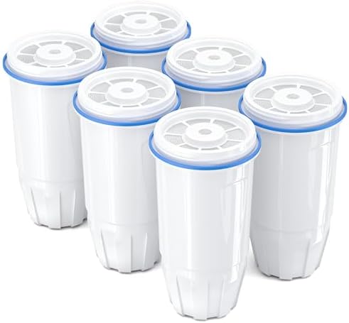 Upgraded Water Filter Replacement Fit for Zero Pitcher and Dispenser ZR-001 ZR-004 ZP-006 ZR-017, Six-Stage Filter System, Effectively Reducing Lead, Chromium, and Contaminants, 6 Packs, By BOGDA