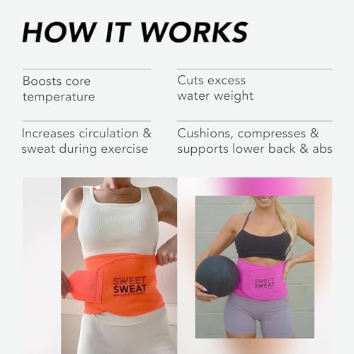 Sports Research® Sweet Sweat Waist Trimmer - Premium Sweat Enhancing Fitness Belt for Women & Men - 5 Adjustable Sizes