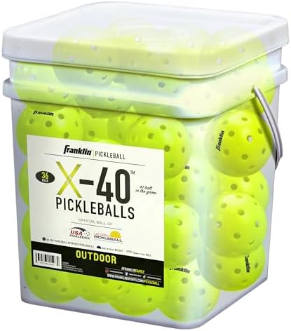 Franklin Sports X-40 Outdoor Pickleballs - Official Ball of USA Pickleball, APP Tour + Pickleball US Open - 3 Packs, 12 Packs, 36 Pickleball Buckets, 50, 100 + 400 Bulk Packs of Regulation Pickleballs