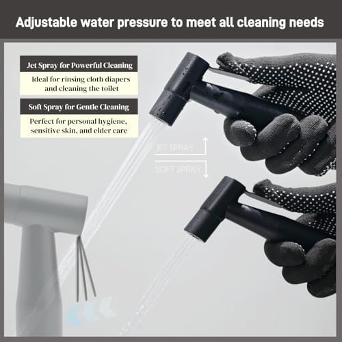 Handheld Toilet Bidet Sprayer for Toilet-Adjustable Water Pressure Control with Bidet Hose for Feminine Wash, Stainless Steel Brushed Nickel Cloth Diaper for Baby Wash (Matte Black, 1)