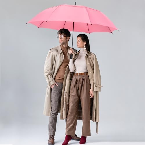 ZOMAKE Automatic Open Extra Large Golf Umbrella 51/54/62/68 Inch, Double Canopy Vented Windproof Oversize Stick Umbrellas for Rain