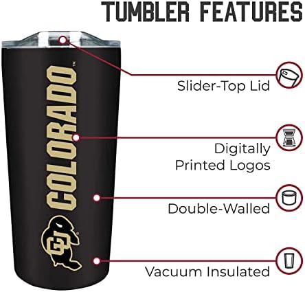 Campus Colors NCAA Stainless Steel Tumbler perfect for Gameday - 18 oz - Double Walled - Keeps Drinks Perfectly Insulated (Colorado Buffaloes - Black)
