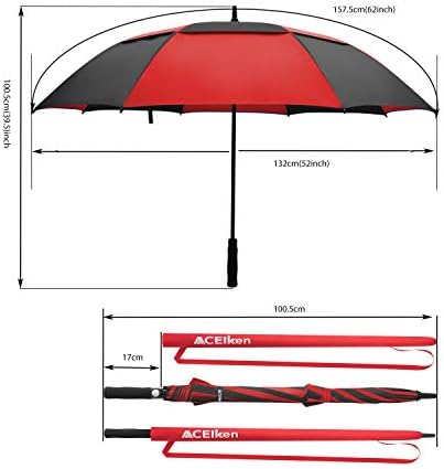 Golf Umbrella Large 58/62/68 Inch Automatic Open Golf Umbrella Extra Large Oversize Double Canopy Vented Umbrella Windproof Waterproof for Men and Women