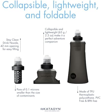 Katadyn BeFree 1.0L Ultralight Collapsible Water Filter Bottle for Hiking, Camping, Backpacking