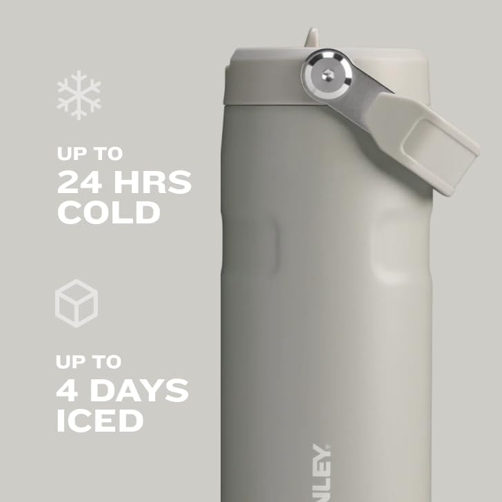 Stanley IceFlow Flip Straw 2.0 Water Bottle 24 OZ | Built-In Straw with Larger Opening | Lightweight & Leak-Resistant | Insulated Stainless Steel | BPA-Free | Frost