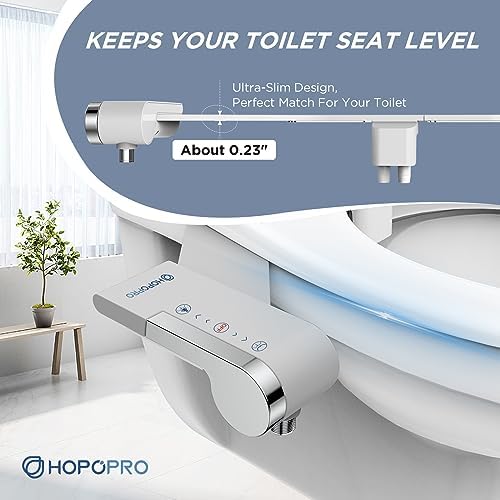 HOPOPRO Bidet Attachment for Toilet, Non-Electric Bidet Ultra-Slim Dual Nozzle (Feminine/Rear Wash), Cold Water Bidets Sprayer for Existing Toilets with Adjustable Pressure Control 1-Min Install