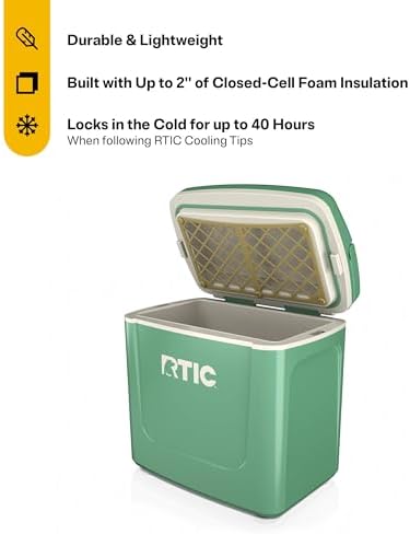 RTIC 8 QT Road Trip Personal Cooler, Small, Compact, Insulated, Portable Ice Chest Box for Food, Drink, Beverage, Beach, Camping, Picnic, Fishing, Boat, 12-Can Capacity