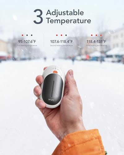 Camping Hand Warmers,VRURC Portable Hand Warmer,Hand Warmers Rechargeable 2 Pack,3000mAh Electric Portable Pocket Heater, Electric Hand Warmers for Hunting,Golf,Camping,Outdoor,Women Men Gift