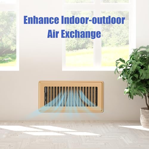 Floor Register 4x10, Brown Floor Vent Covers for Home Floor, Sidewall, Heavy Duty Steel Walkable Floor Grates, Adjustable Air Vent Covers Rust Proof Finish, 4" x 10'' Floor Vent, 6 Pack