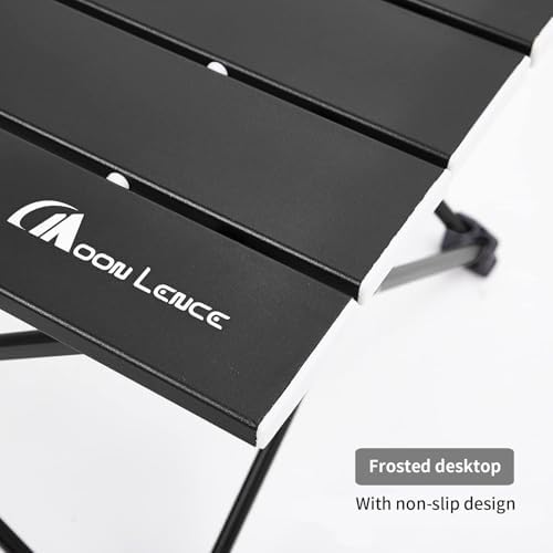 MOON LENCE Folding Beach Table, Small Folding Table, Outdoor Ultralight Aluminum Camping Table, Portable Compact Backpacking Table, Travel Table for Beach, Picnics, Cooking, Hiking