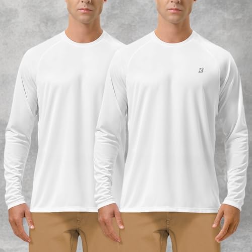 Roadbox Mens UPF 50+ UV Sun Protection Shirts Outdoor Long Sleeve SPF Rash Guard for Fishing Hiking Swimming Running