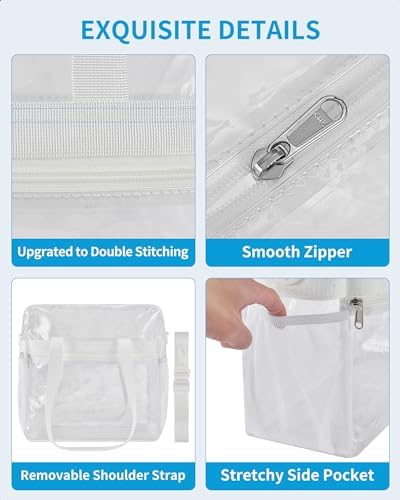 Paxiland Clear Bag for Stadium Events 12x6x12, Clear Tote Bag with Reinforced Strap, Transparent Bag for Sports Concert