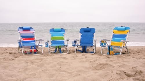 Homevative Cooler+ Folding Backpack Beach Chair with 5 Positions, Towel bar, XL Cooler Pouch, Storage Net, Cup and Phone Holder, Deep Sea, 2 Pack