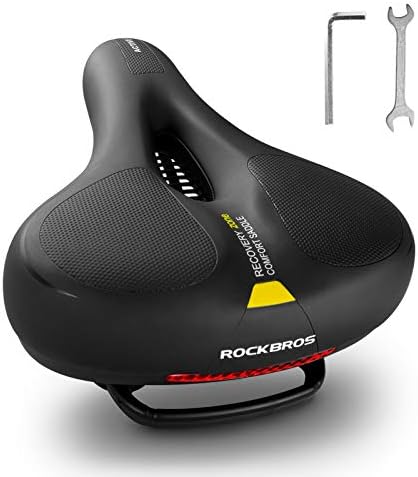 ROCKBROS Bike Seat Comfort Bike Saddle Mountain Bicycle Accessories for Men Women Soft Wide Bike Seat Cushion Dual Shock Absorbing with Reflective Strip