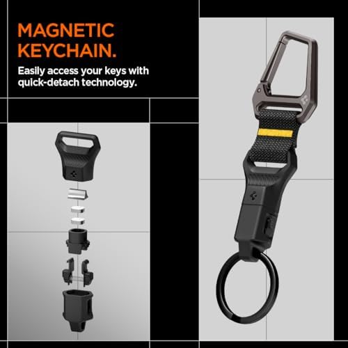 Spigen Life Magnetic Keychain Key Holder with HUB Compatible with MagSafe Accessories, Quick Release Magnetic System and Secure Lock System, Detachable Magnetic Keychain Key Ring Clip, Car Keychain