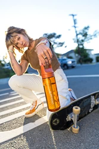 LifeStraw Go Series – BPA-Free Water Filter Bottle for Travel and Everyday use removes Bacteria, parasites and microplastics, Improves Taste, 22oz Terrace Green