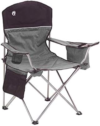 Coleman Portable Quad Camp Chair with 4-Can Cooler, Cushioned Seat & Back with Side Pockets & Cup Holder, Carry Bag Included