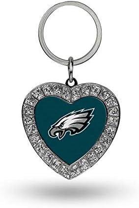 Rico Industries NFL Football Rhinestone Heart Keychain - Great Accessory