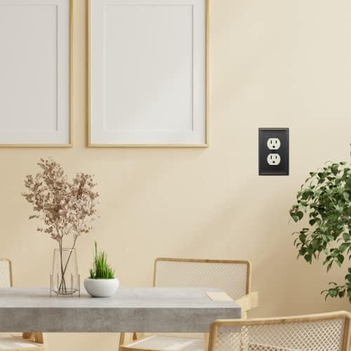 Single Duplex Outlet Light Switch Cover Luca Metal Wall Plate, 4-Pack Aged Bronze 1 Gang, Oil Rubbed Bronze for Receptacle Light Switch, Outlet Cover Decorative, Wallplate, Midsize, Durable
