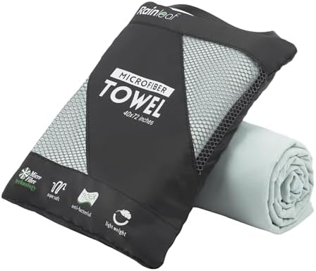 Rainleaf Microfiber Towel Perfect Travel & Gym & Camping Towel. Quick Dry - Super Absorbent - Ultra Compact - Lightweight. Suitable for Trip, Beach, Shower, Backpacking, Pool