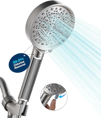 Cobbe Handheld Filtered Shower Head - Filters >99% Chlorine - Advanced 2.0 Carbon System - Water Softening Beads for Hard Water - Relieves Dry, Itchy Skin - Brushed Nickel