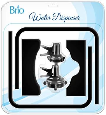 Brio Stainless Steel 3-5 Gallon Water Jug Stand and 2 Dispenser Valves, Rust-Resistant Non Slip Water Stand with BPA Free Fast Flow Water Spout Fits BOTH 48mm and 55mm Bottles 2 CAPS INCLUDED (Black)