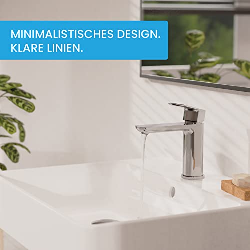 Bächlein Mizarela bath tap in classic design, single lever mixer with durable ceramic cartridge and mounting kit, bath tap chrome - flat spout