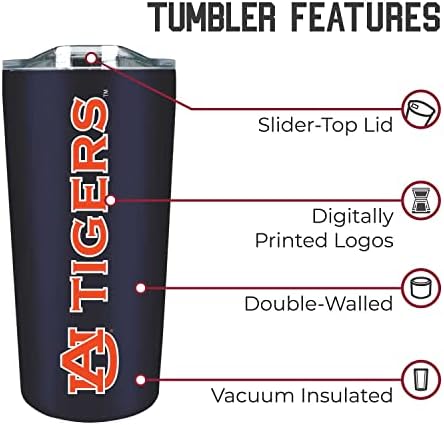 Campus Colors NCAA Stainless Steel Tumbler perfect for Gameday - 18 oz - Double Walled - Keeps Drinks Perfectly Insulated (Auburn Tigers - Navy)