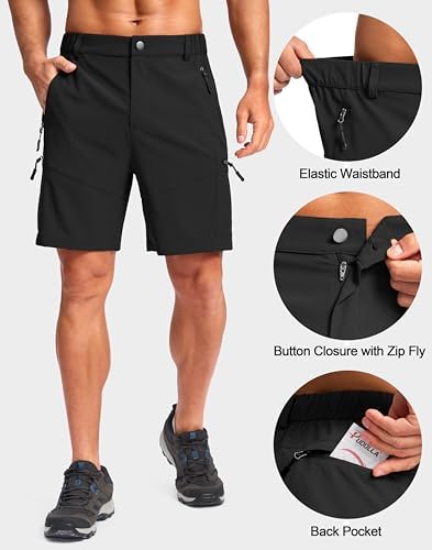 Pudolla Men's Hiking Cargo Shorts Lightweight 7" Travel Casual Shorts for Men Golf Work Outdoor with 5 Zipper Pockets