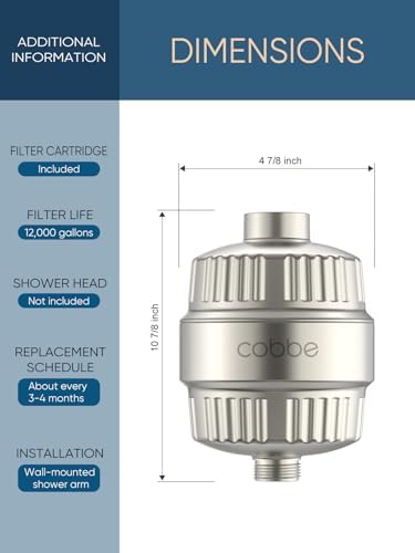 Cobbe Shower Filter for Hard Water Shower Head Filter - with 2 Replaceable Filter Cartridges - High Output Shower Water Filter for Removing Chlorine and Harmful Substance, Brushed Nickel