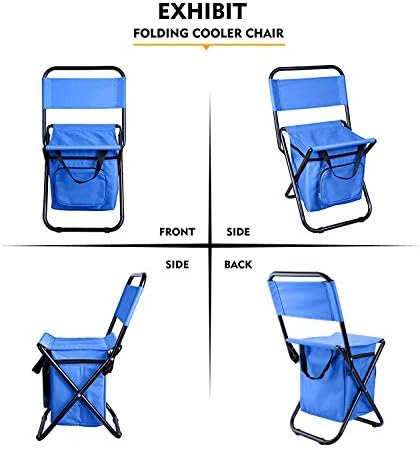 LEADALLWAY Fishing Chair with Cooler Bag Compact Fishing Stool Foldable Camping Chair