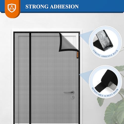 MAGZO Magnetic Screen Door 36'' x 82'', 2025 Model, Reversible Left Right Side Opening, Upgraded Polyester Scratch-Proof, Pet Friendly, Self-Sealing, Heavy Duty, Keep Annoying Creatures Out, Grey