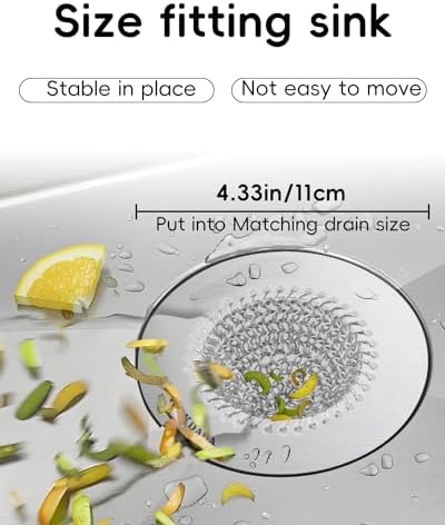 2 PCS Kitchen Sink Drain Strainer, Flippable Mesh Sink Strainer, 304 Stainless Steel Sink Screen, Easy Clean Large Basket Strainer, Anti-Clog Garbage Disposal Cover Fit for Standard Sink Drain