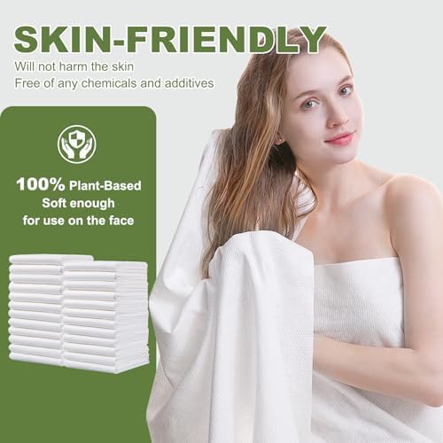 Disposable Bath Towels, 25 Pack 55" x 27.5" Ultra Soft, Quick Dry Disposable Body Towel, Portable Travel Towel for Hotel Camping Beach Swimming Gym Sauna Spa, Personal Care Pet Towels