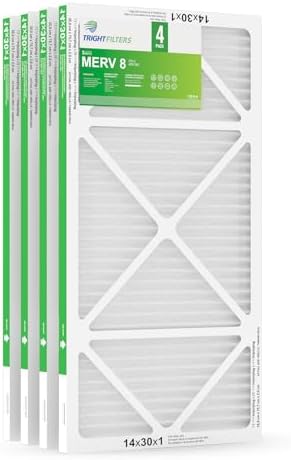 14x30x1 Air Filter 4 Pack, MERV 8 Pleated Dust Defense Air Filters Replacement Air Conditioner HVAC AC Furnace Filter, Durable and Lightweight